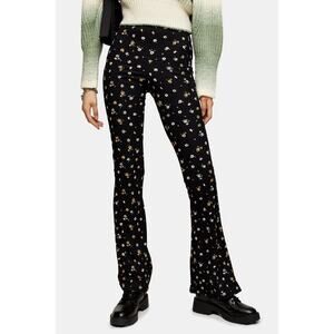 3/$20 Topshop Black Yellow Floral Crepe Flared Pull On Pants Women's Size 10